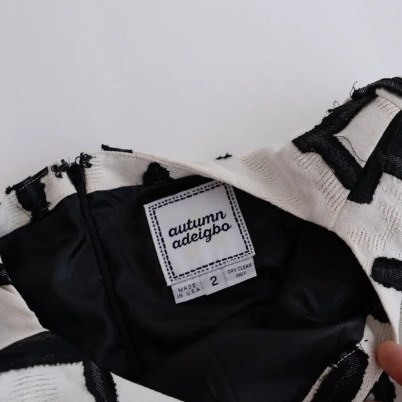 Autumn Adeigbo Giada Dress Cream & Black Bell Sleeve Midi Dress  2 - Picture 13 of 13